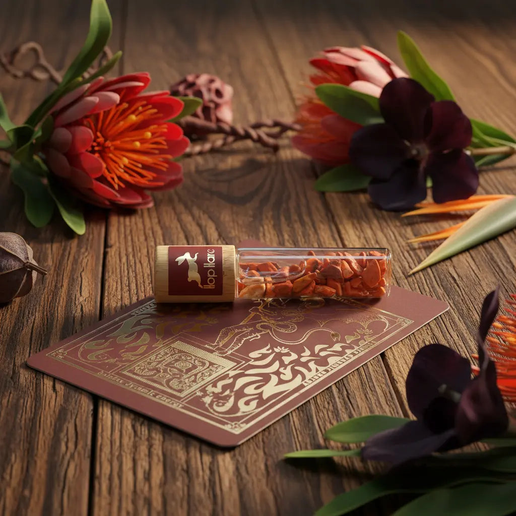 Hero madera rústica con flores exóticas