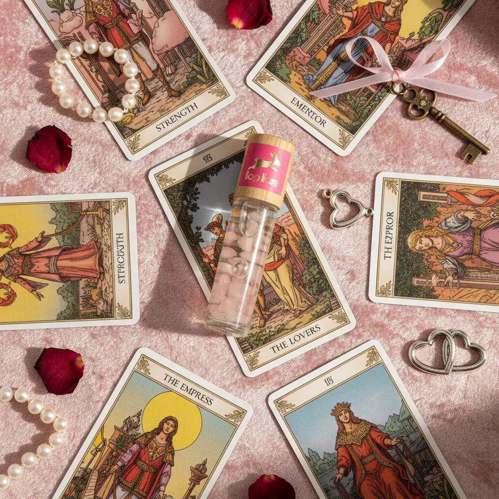 Composición flat lay tarot