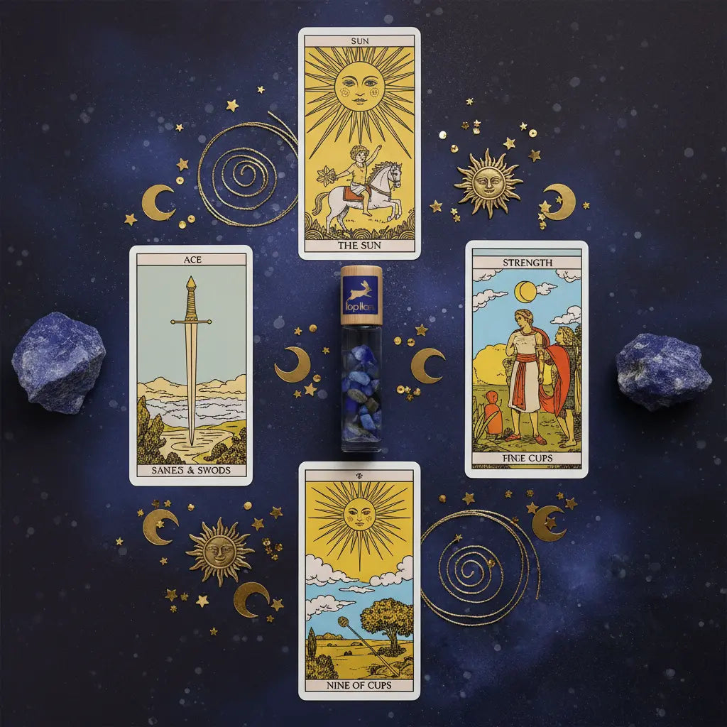 Composición flat lay tarot