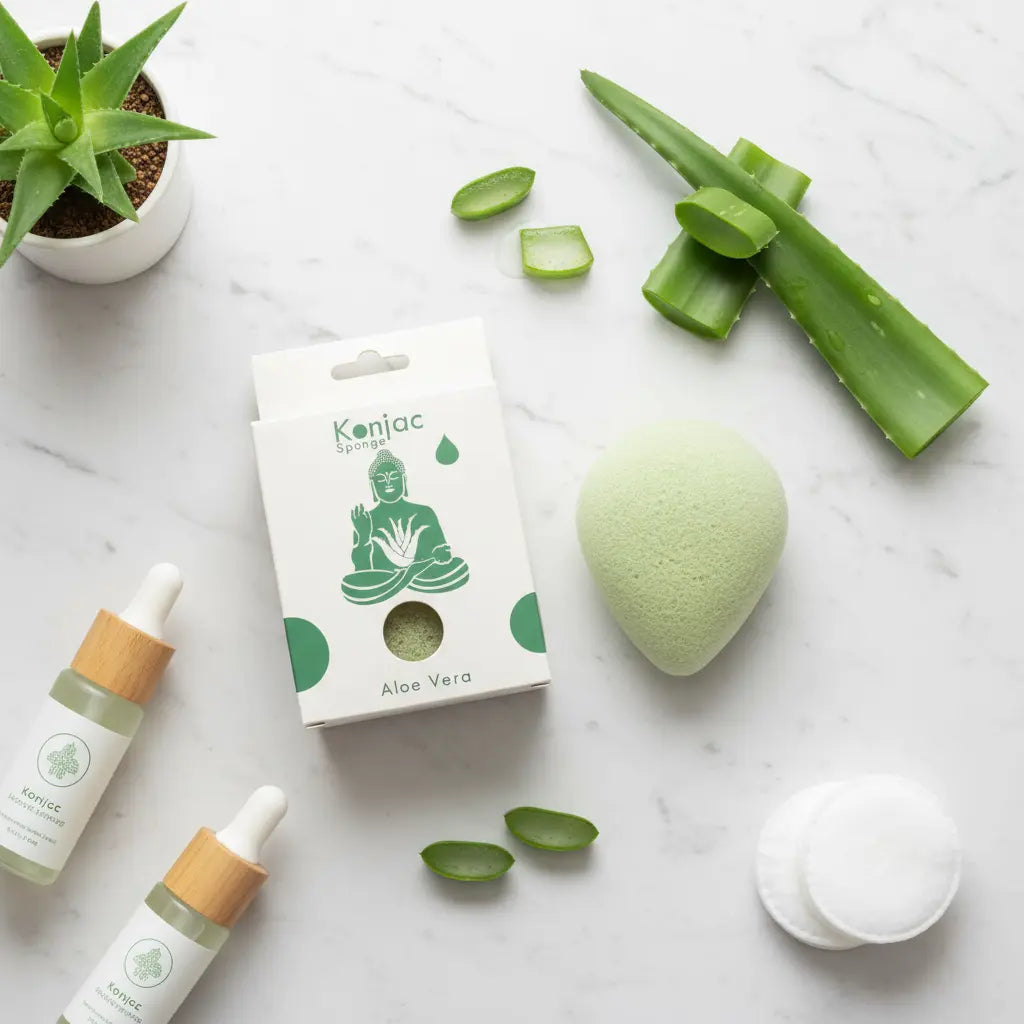 Esponja Konjac flat lay