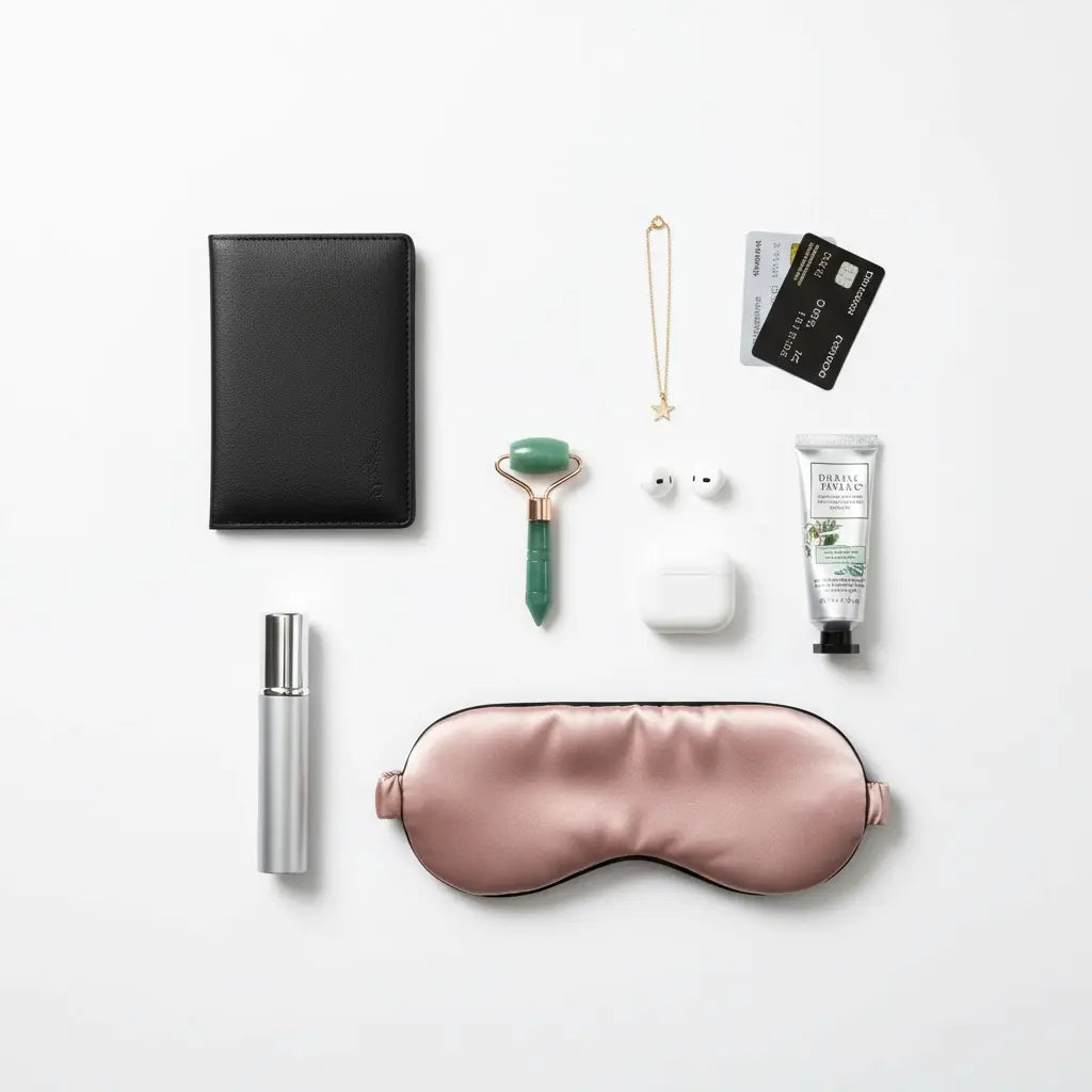 Flat lay travel essentials