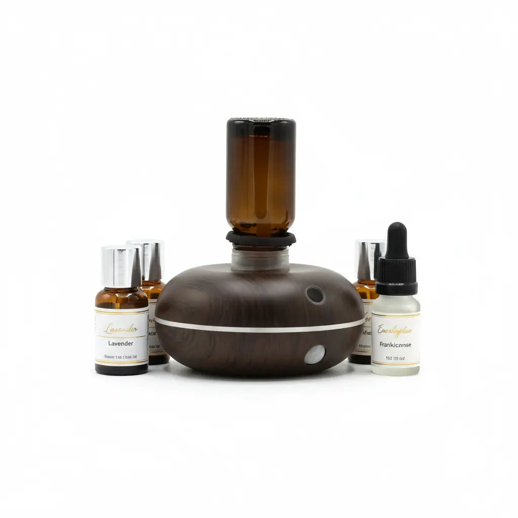 Mini nebulizador profesional con aceites - fondo blanco