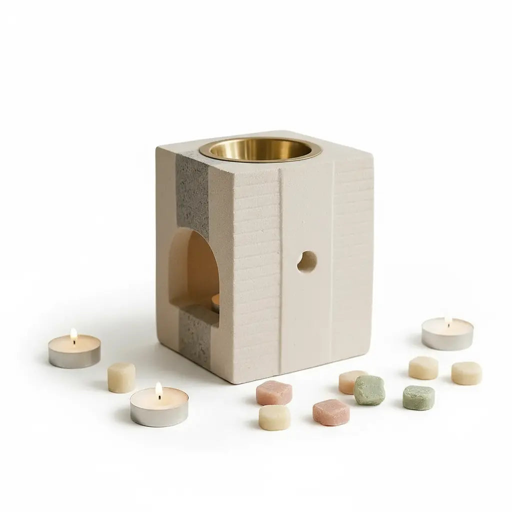 Quemador arenisca cuadrado - fondo blanco original con elementos